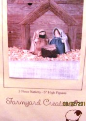 3 PC NATIVITY 5'' CLOTH JOSEPH, MARY, BABE IN MANGER PATTERN